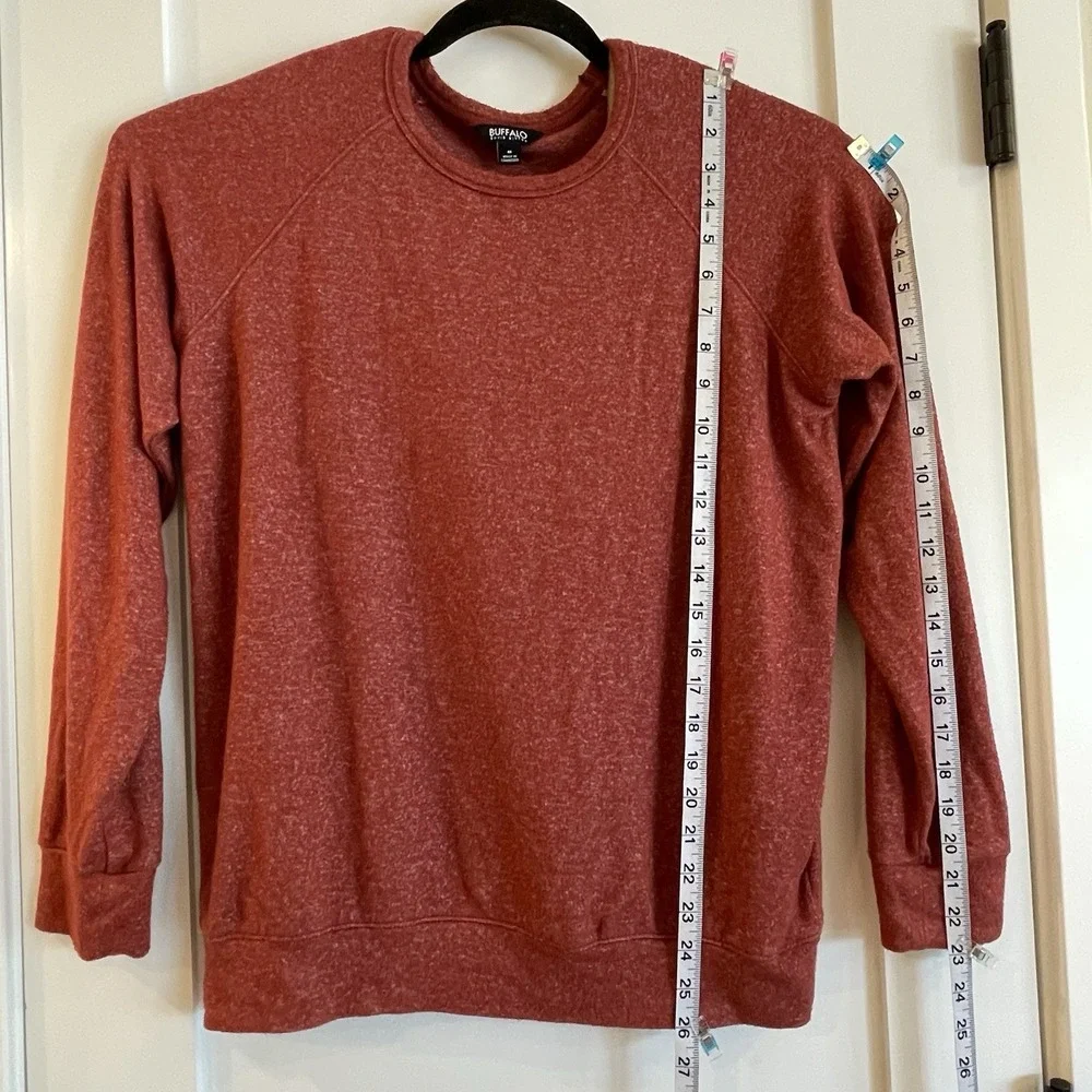 Buffalo David Bitton LS Sweater Shirt Mens M Rust‎ Brown Crew Neck Chore Cowboy